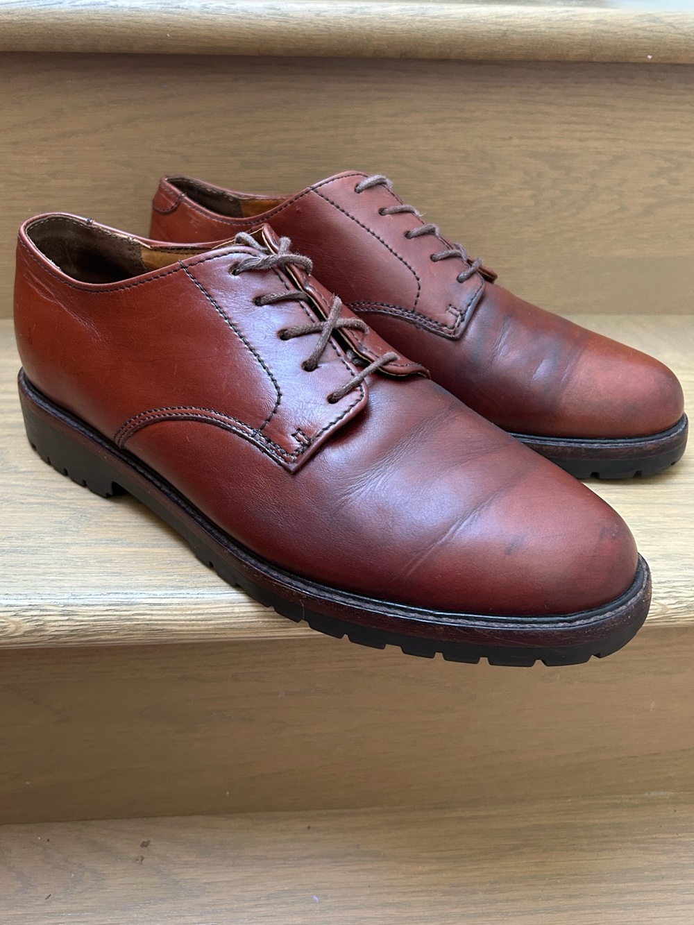 Polo Ralph Lauren Brown Leather Derby Dress Shoes Men’s 10.5 Lugged Soles